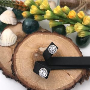 Altın Kaplama Beyaz Swarovski Taşlı Küpe BKP013