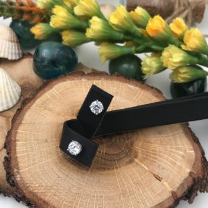 Altın Kaplama Beyaz Swarovski Taşlı Küpe BKP016