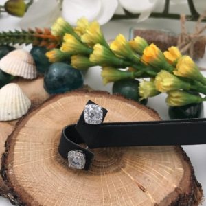 Altın Kaplama Beyaz Swarovski Taşlı Küpe BKP018