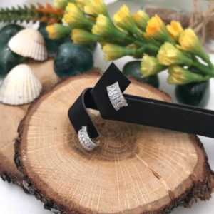 Altın Kaplama Beyaz Swarovski Taşlı Küpe BKP021